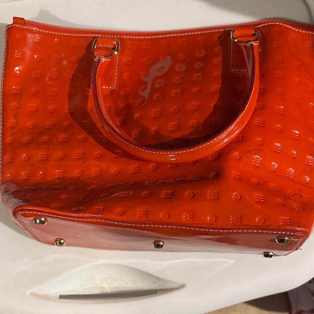 Arcadia Glossy Orange Embossed Tote